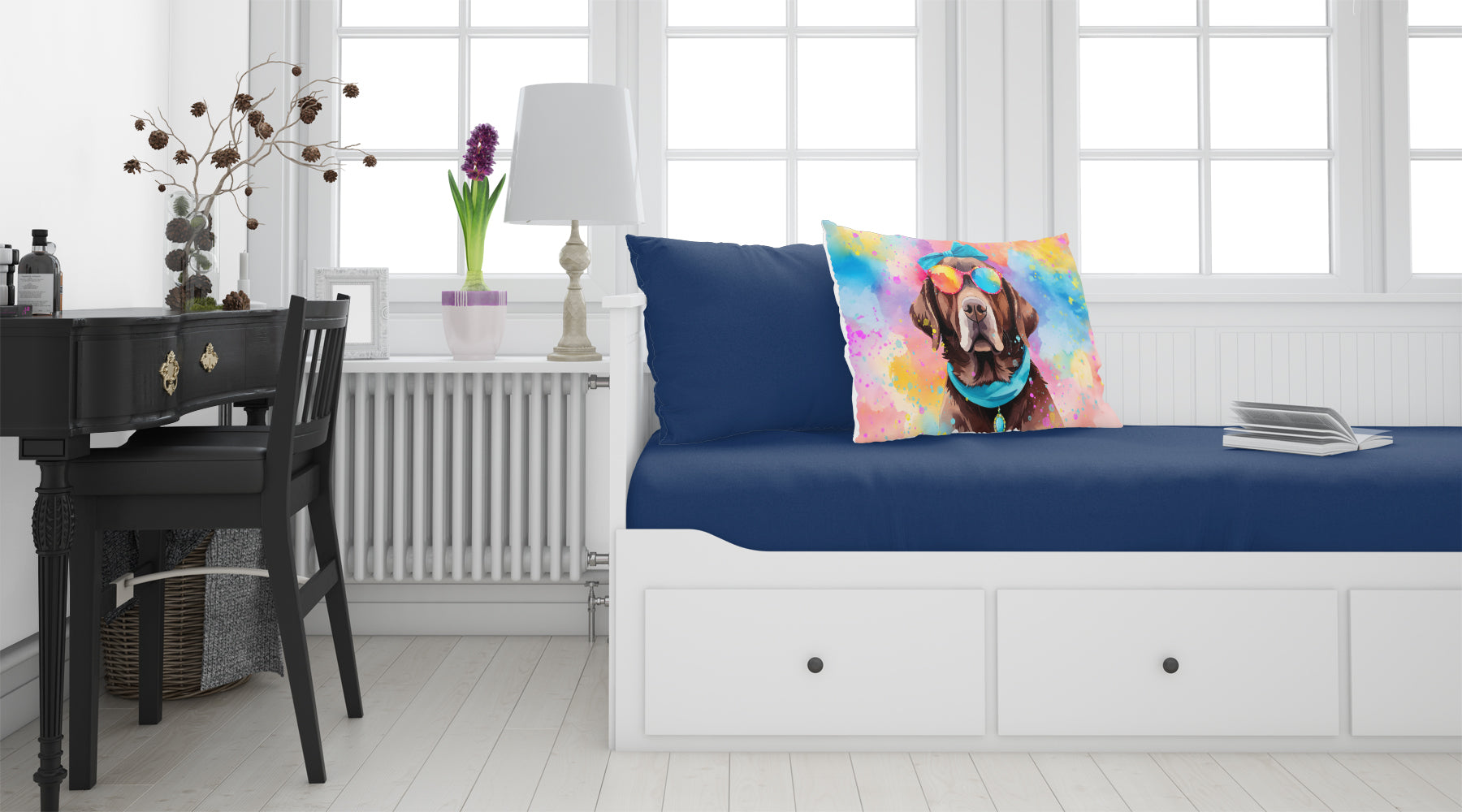 Caroline's Treasures Chocolate Labrador Hippie Dawg Standard Pillowcase – Artistic Decorative Front, White Back