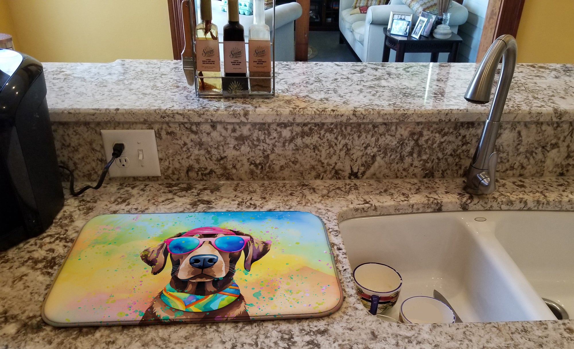 Chocolate Labrador Hippie Dawg Dish Drying Mat