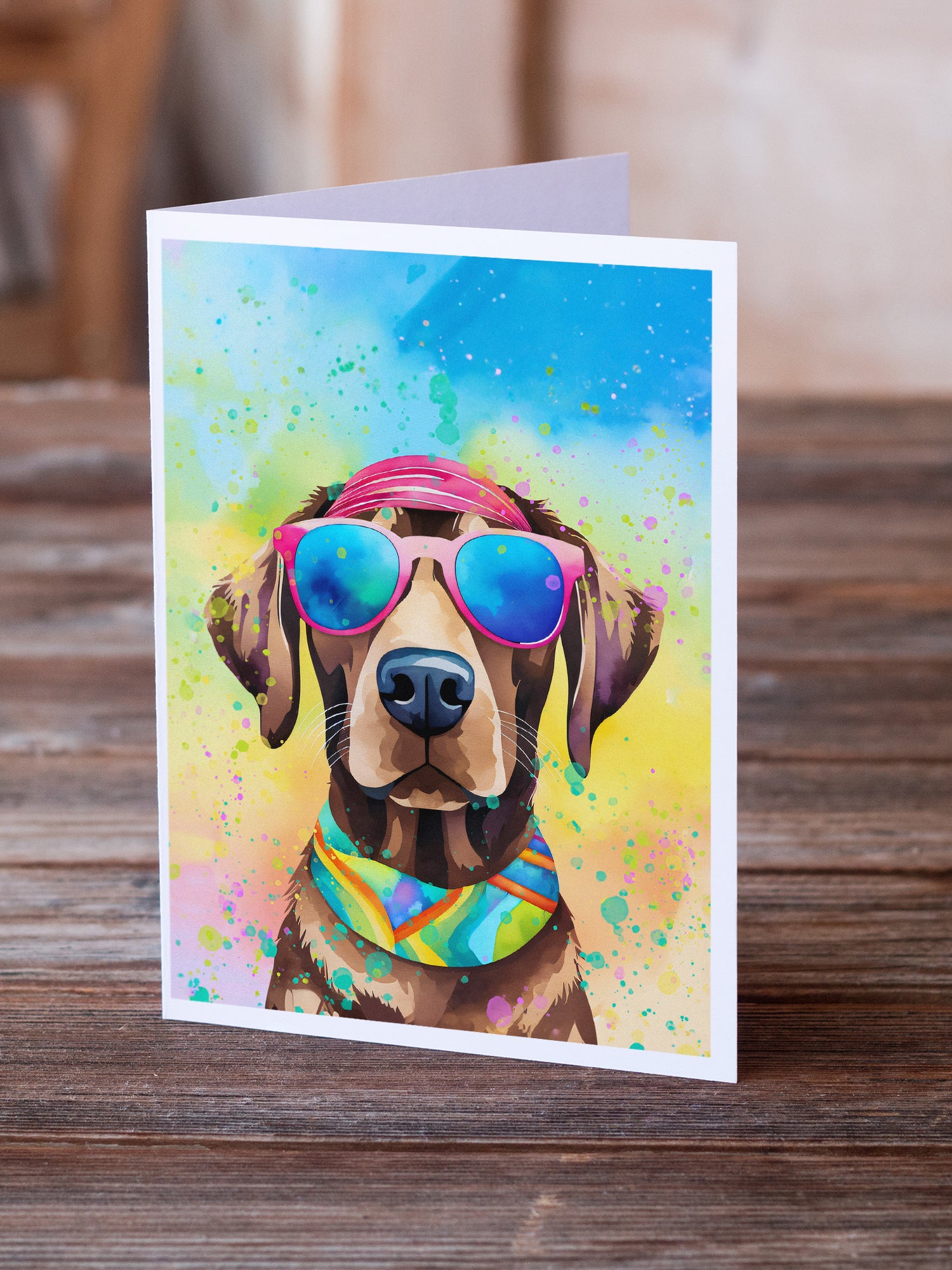 Buy this Chocolate Labrador Hippie Dawg Greeting Cards Pack of 8