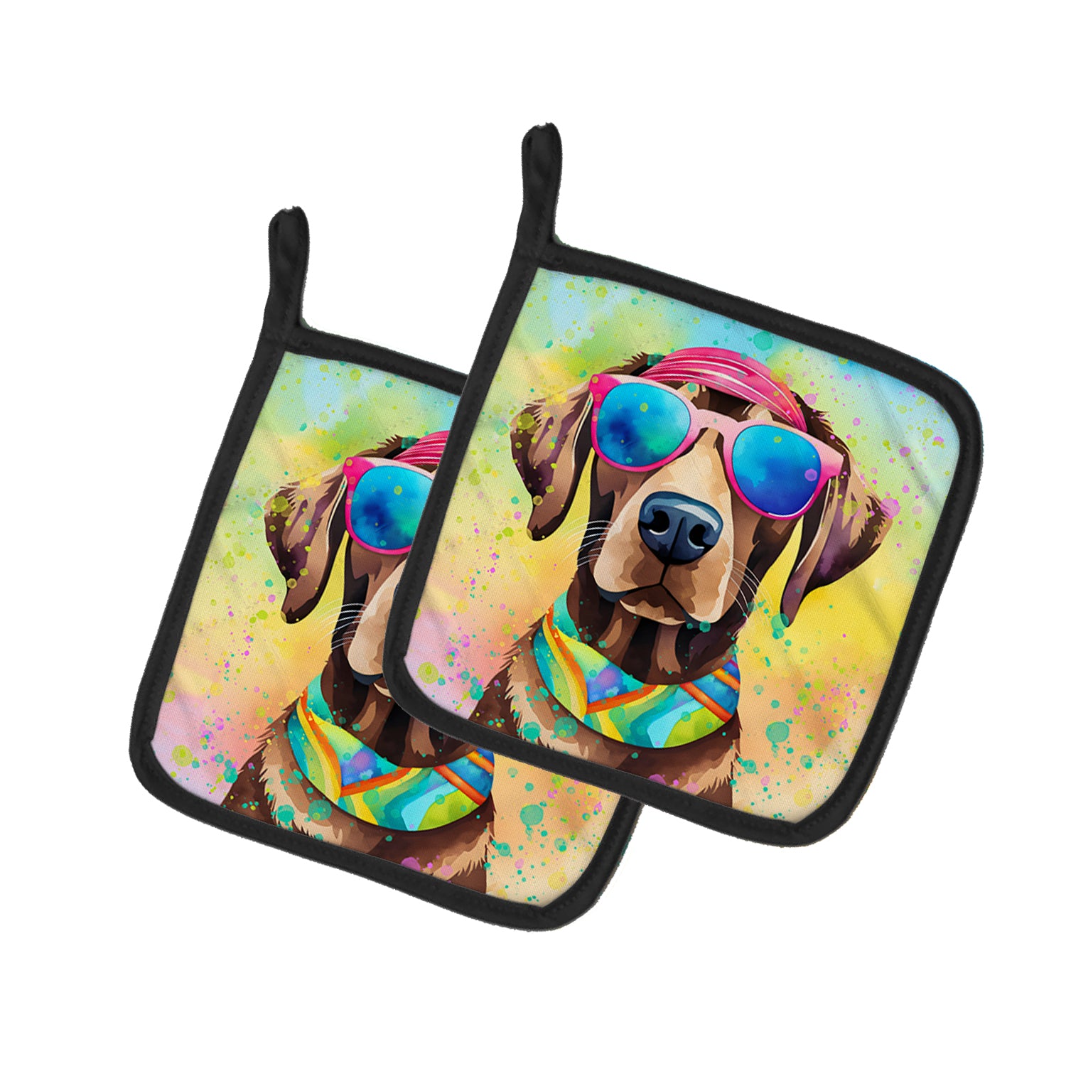 Buy this Chocolate Labrador Hippie Dawg Pair of Pot Holders