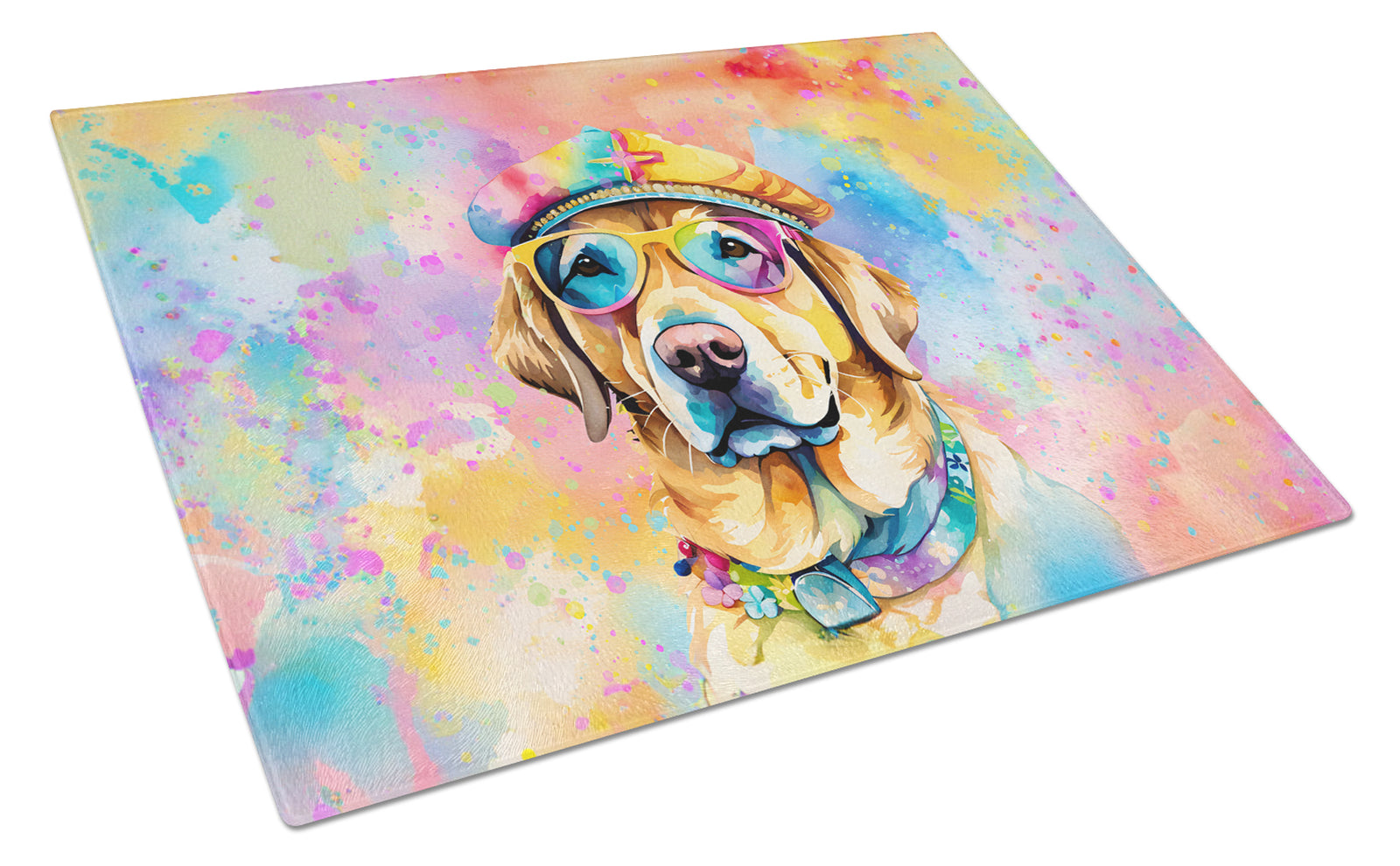 Buy this Yellow Labrador Hippie Dawg Glass Cutting Board Large
