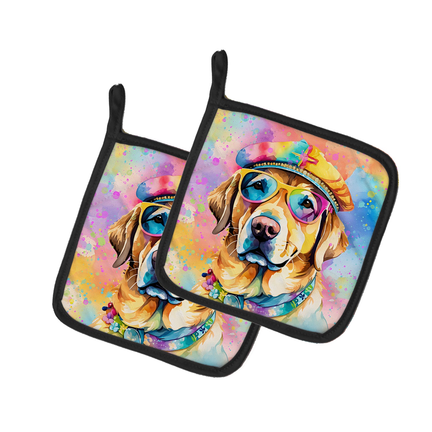 Buy this Yellow Labrador Hippie Dawg Pair of Pot Holders
