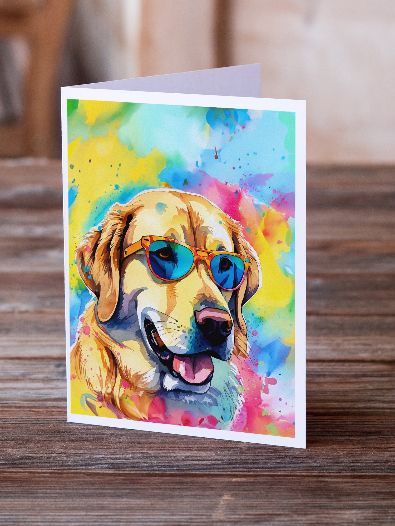 Yellow Labrador Hippie Dawg Greeting Cards Pack of 8