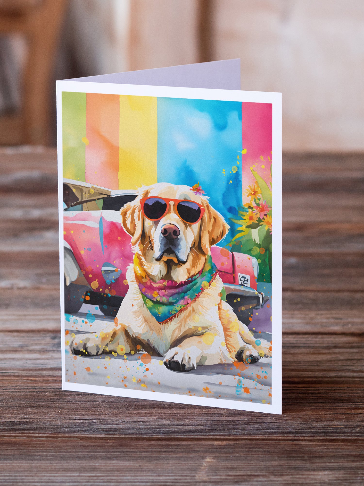 Buy this Yellow Labrador Hippie Dawg Greeting Cards Pack of 8