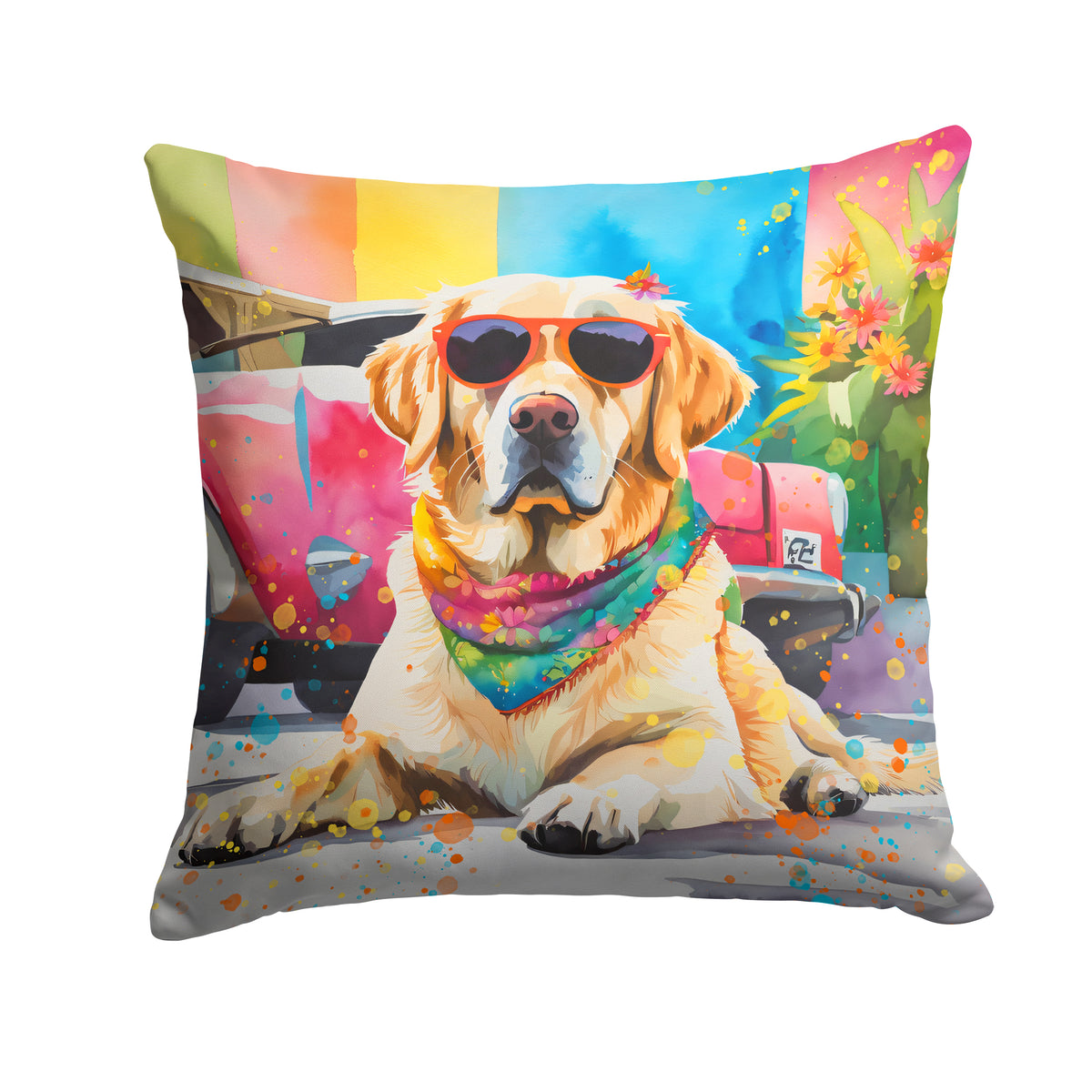 Buy this Yellow Labrador Hippie Dawg Fabric Decorative Pillow