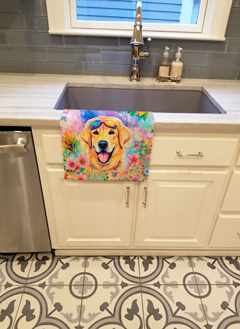 Yellow Labrador Hippie Dawg Kitchen Towel