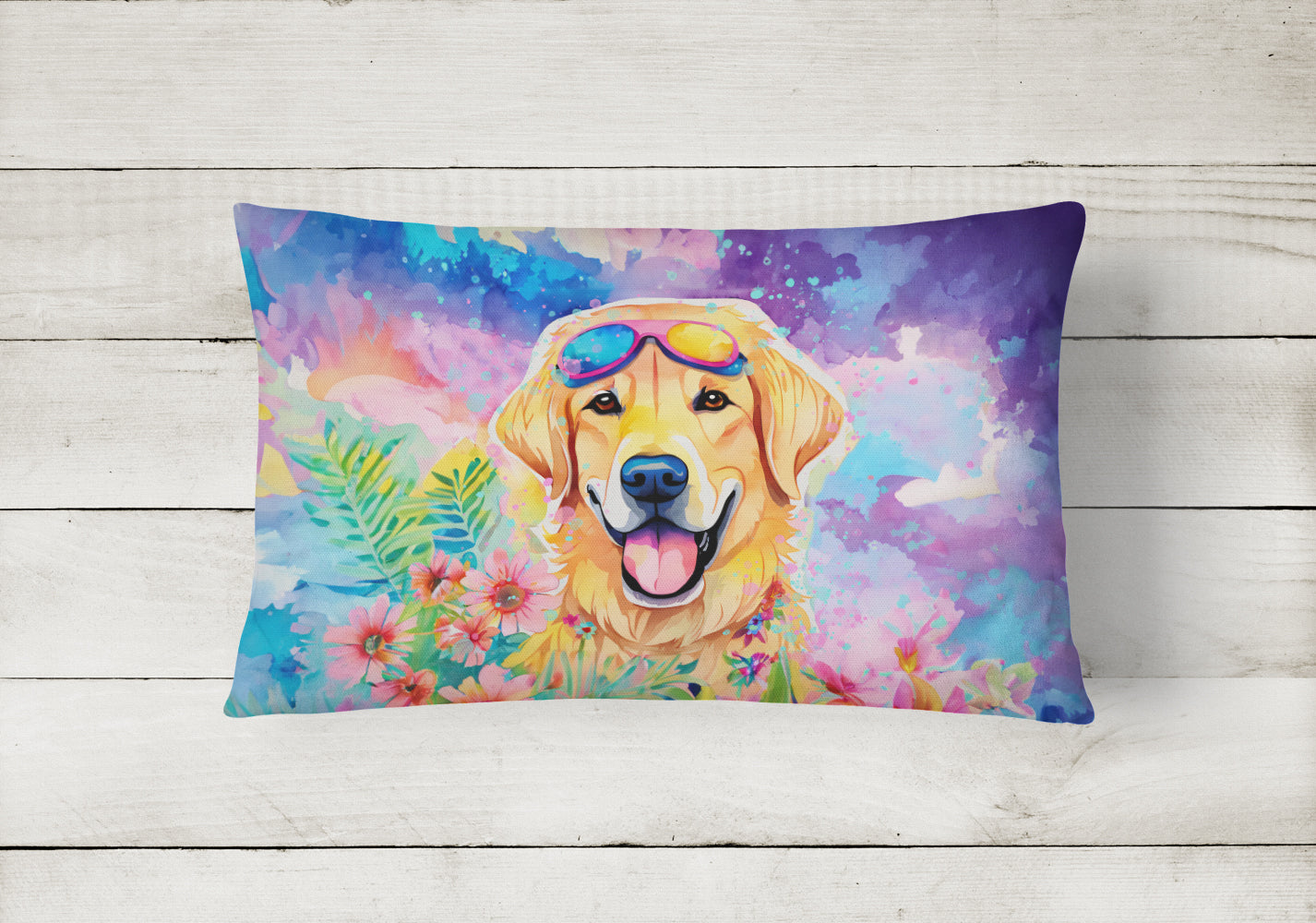 Buy this Yellow Labrador Hippie Dawg Fabric Decorative Pillow