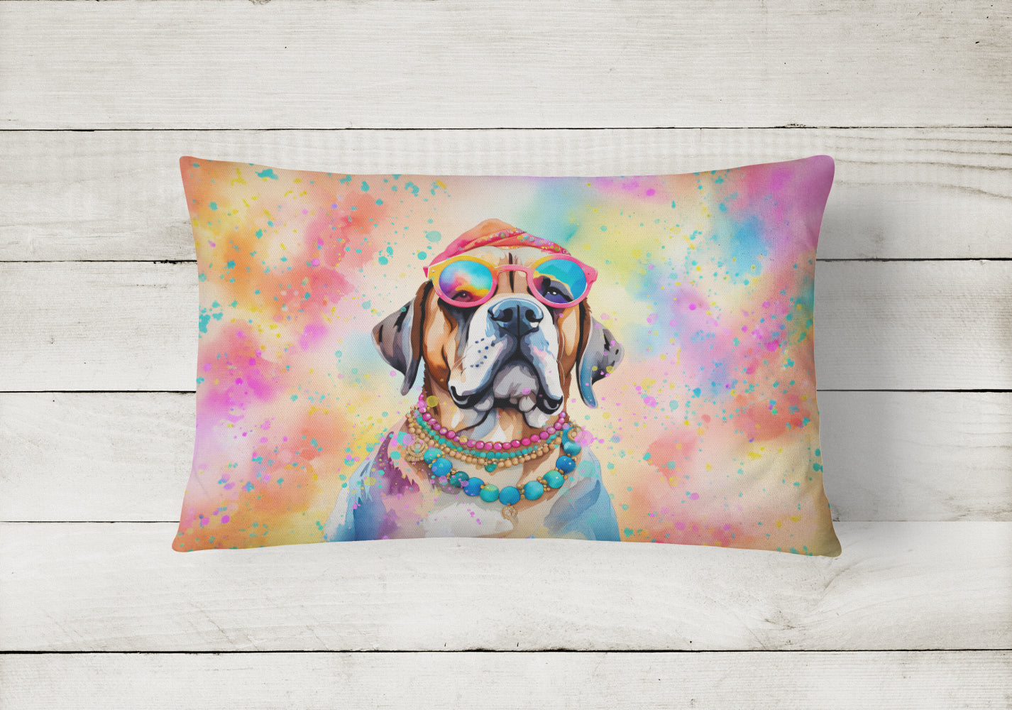 Buy this Mastiff Hippie Dawg Fabric Decorative Pillow