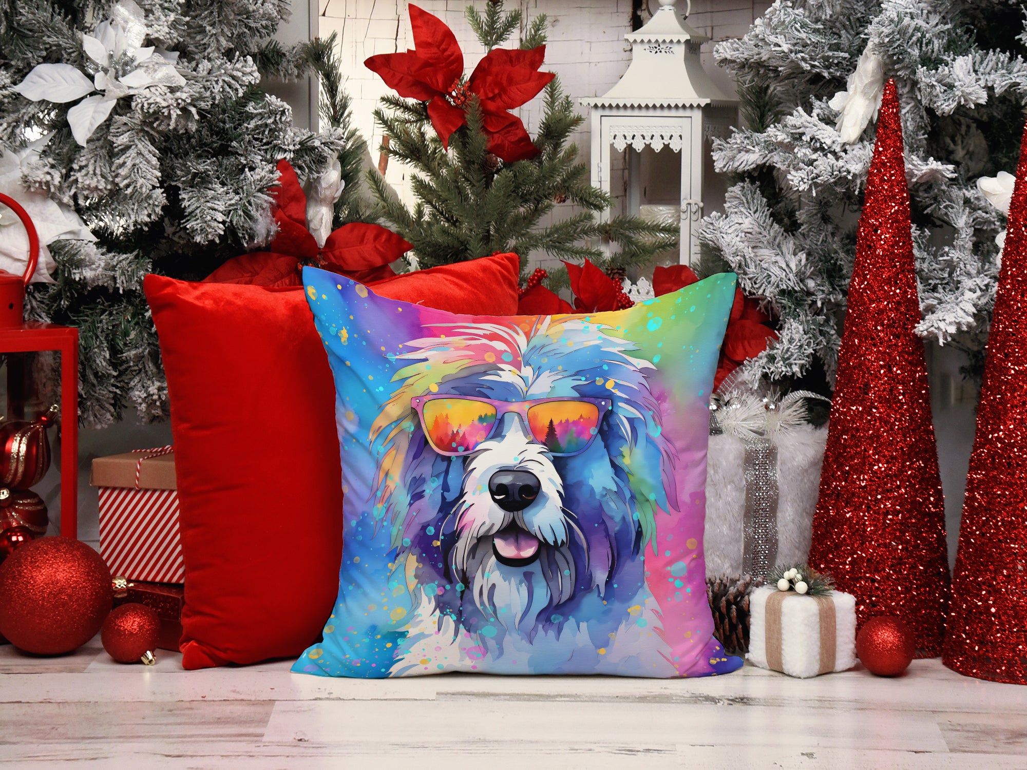 Buy this Old English Sheepdog Hippie Dawg Fabric Decorative Pillow