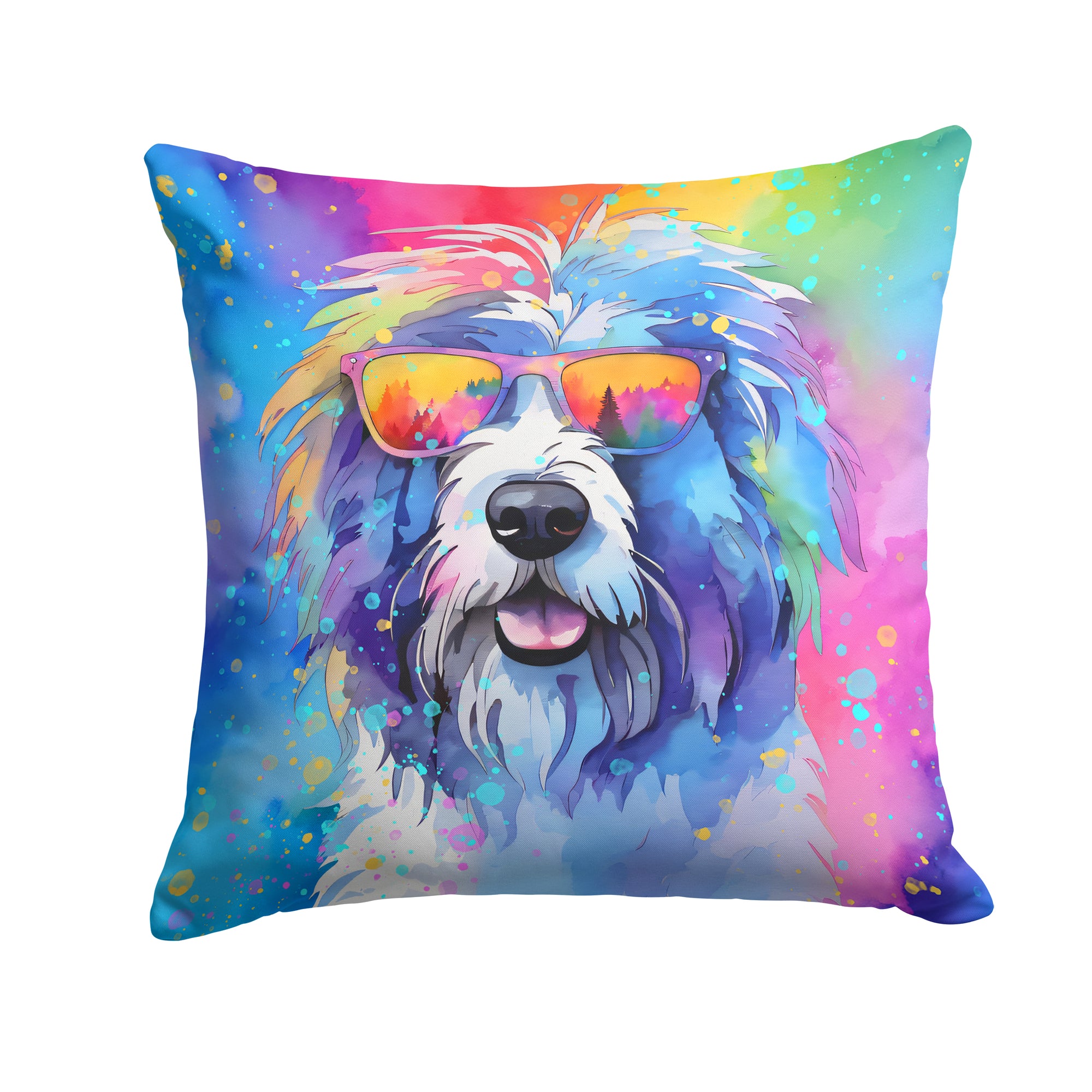 Buy this Old English Sheepdog Hippie Dawg Fabric Decorative Pillow
