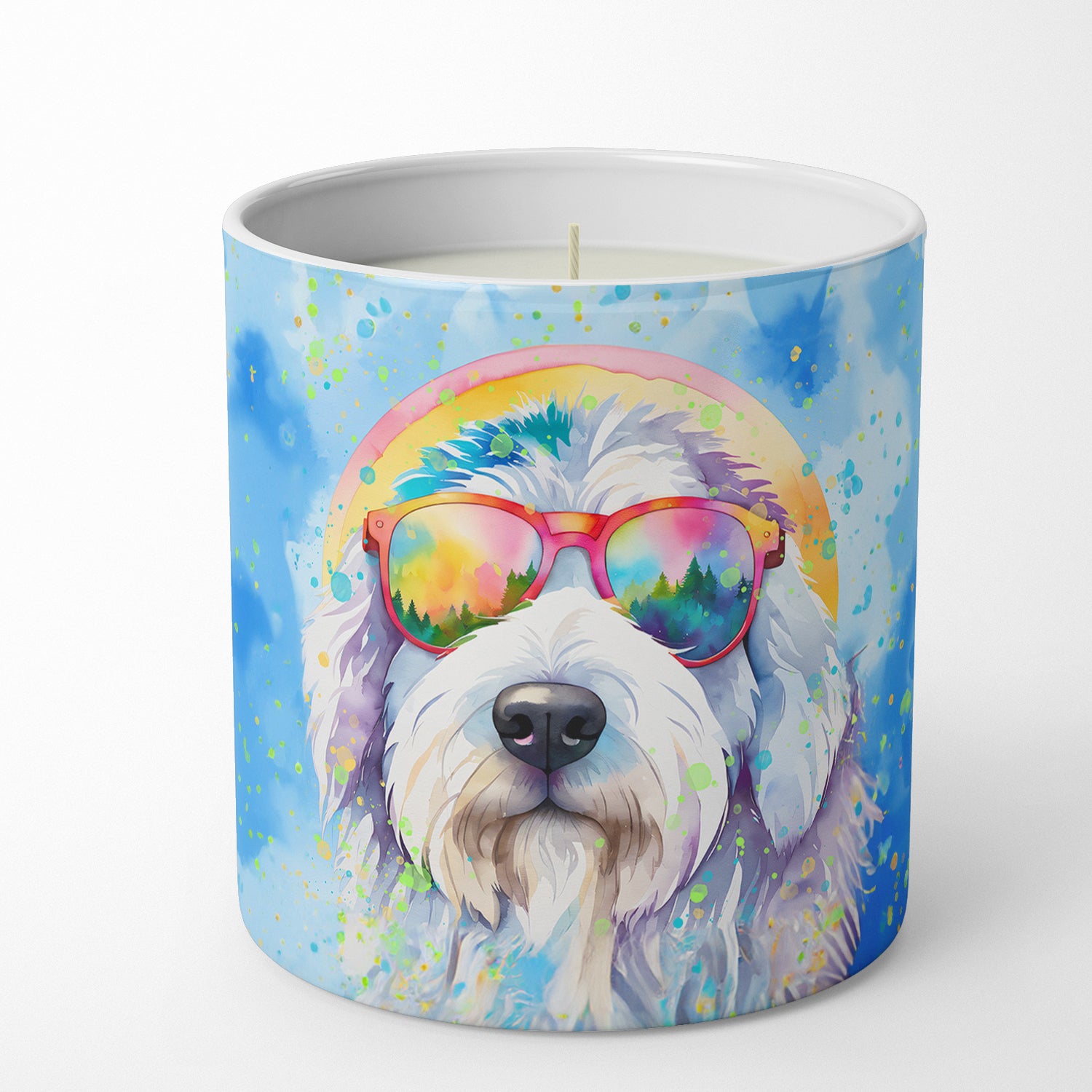 Old English Sheepdog Hippie Dawg Decorative Soy Candle