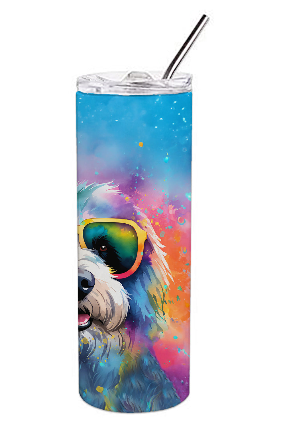 Old English Sheepdog Hippie Dawg Stainless Steel Skinny Tumbler