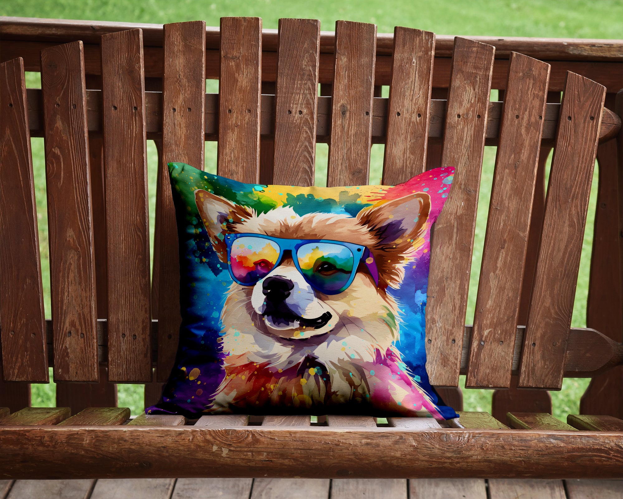 Pomeranian Hippie Dawg Fabric Decorative Pillow