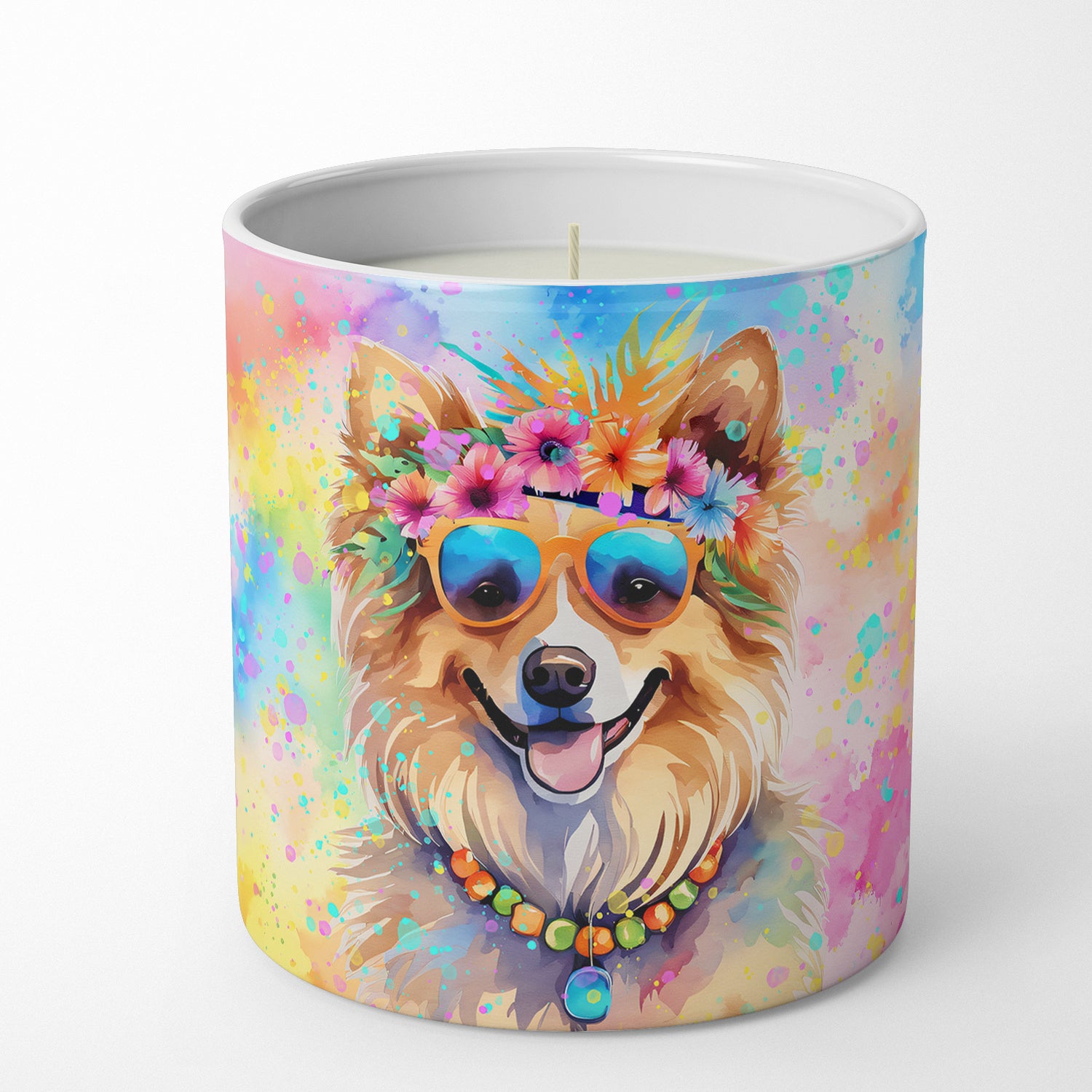 Pomeranian Hippie Dawg Decorative Soy Candle