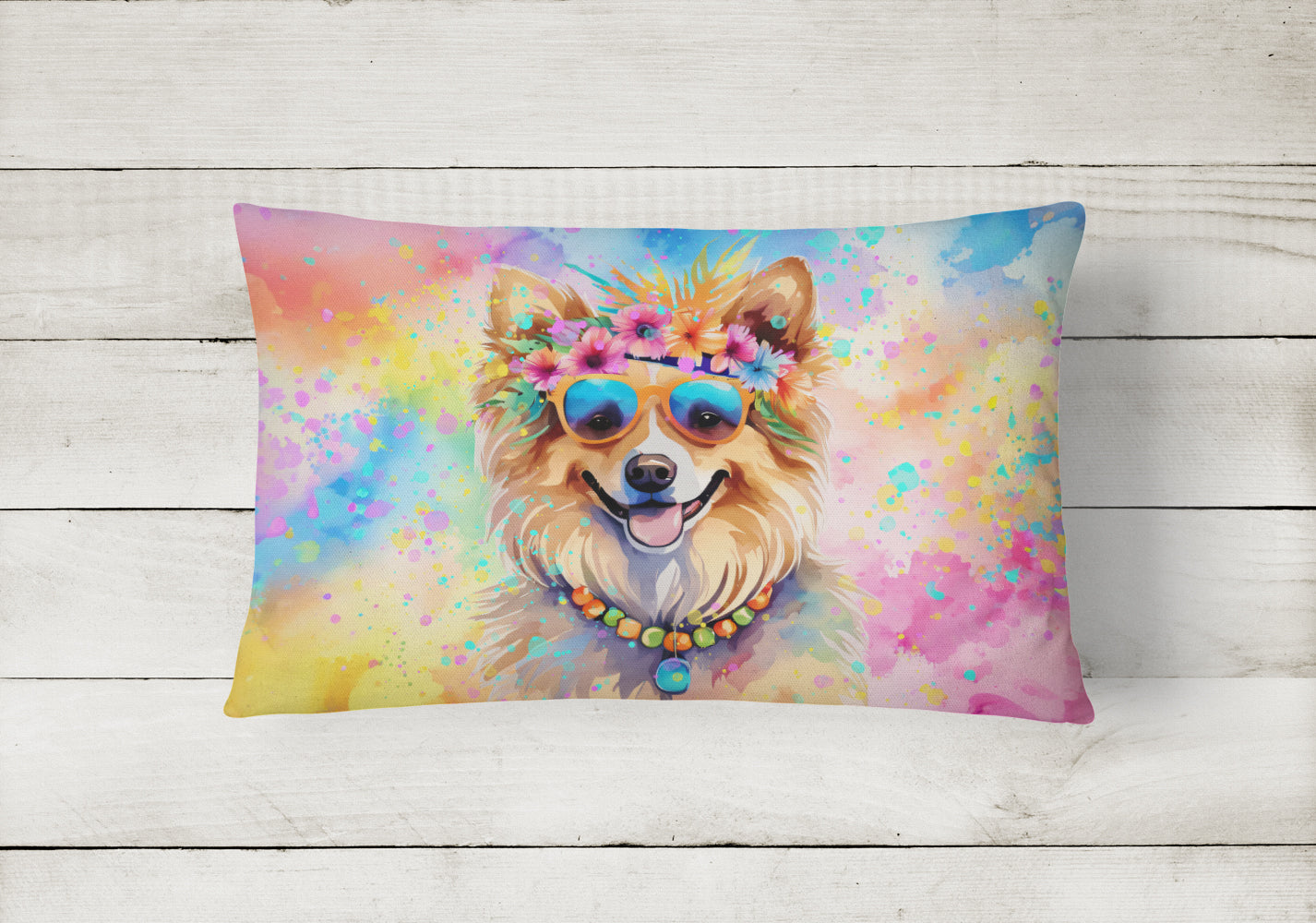 Buy this Pomeranian Hippie Dawg Fabric Decorative Pillow