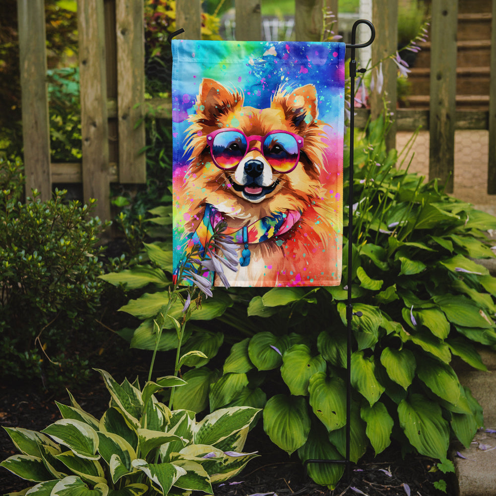 Pomeranian Hippie Dawg Garden Flag