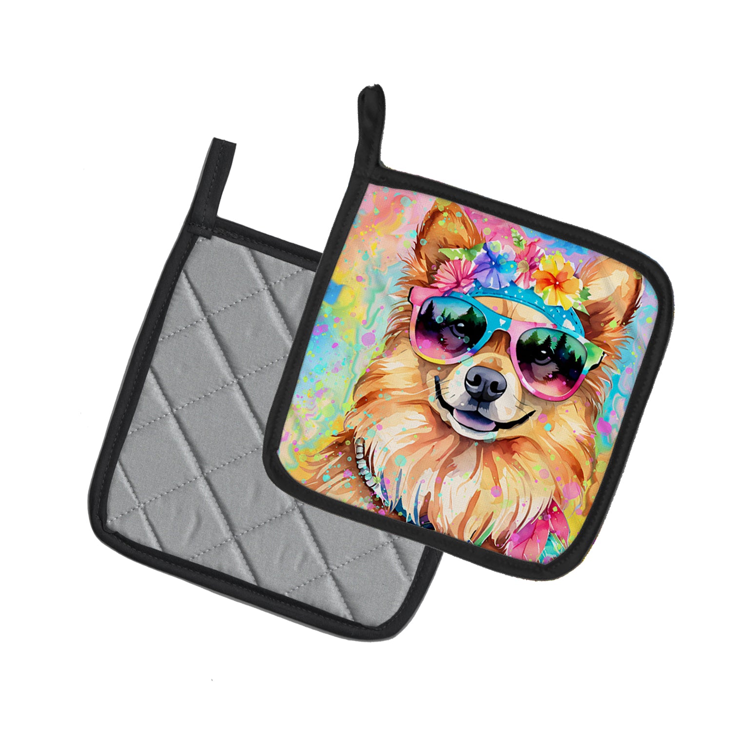 Buy this Pomeranian Hippie Dawg Pair of Pot Holders