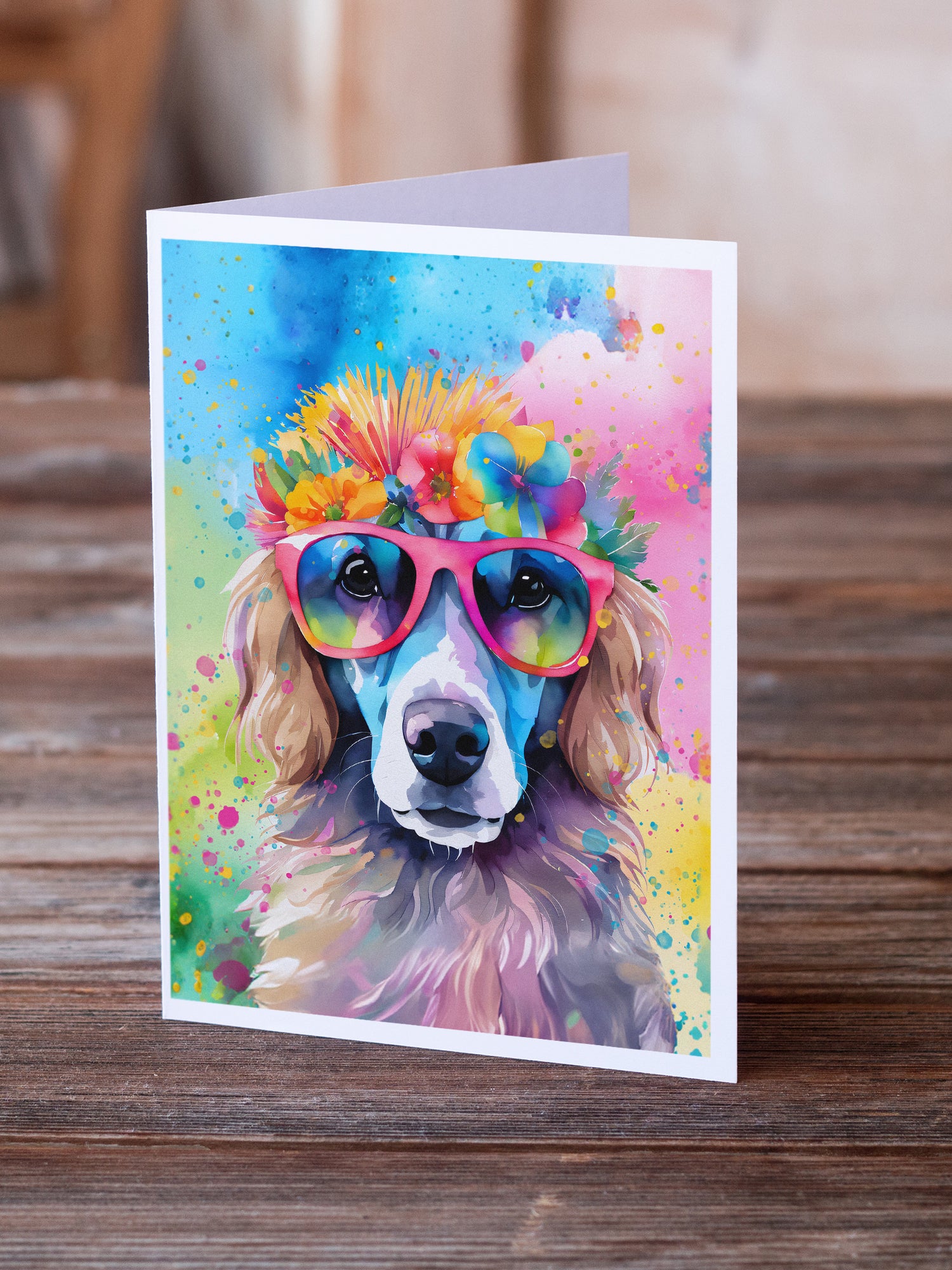 Poodle Hippie Dawg Greeting Cards Pack of 8