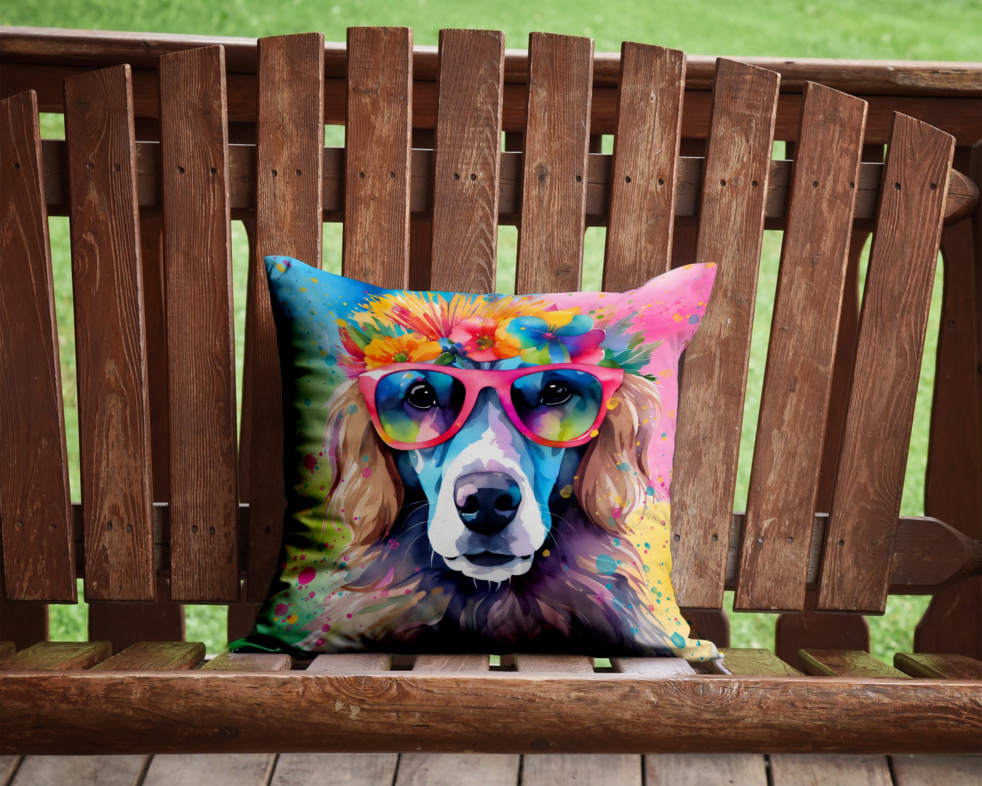 Poodle Hippie Dawg Fabric Decorative Pillow