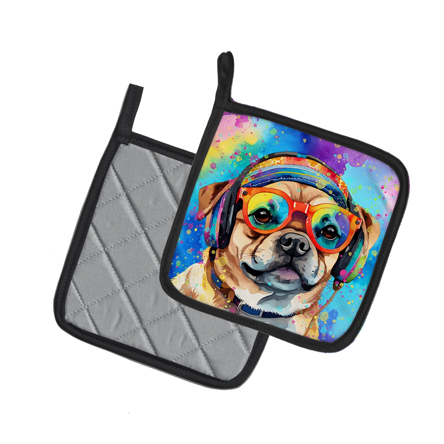 Buy this Pug Hippie Dawg Pair of Pot Holders