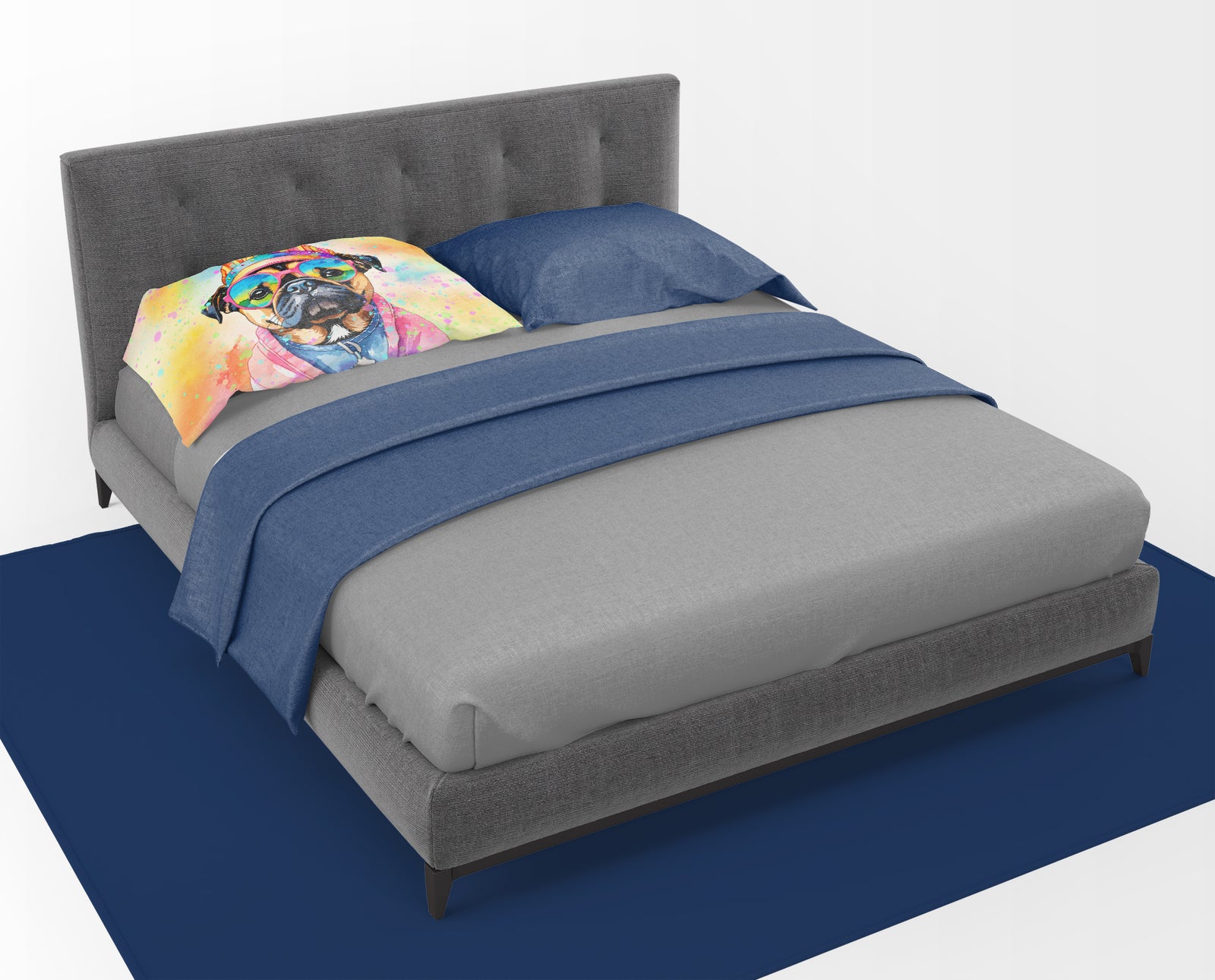 Caroline's Treasures Pug Hippie Dawg Standard Pillowcase – Artistic Decorative Front, White Back