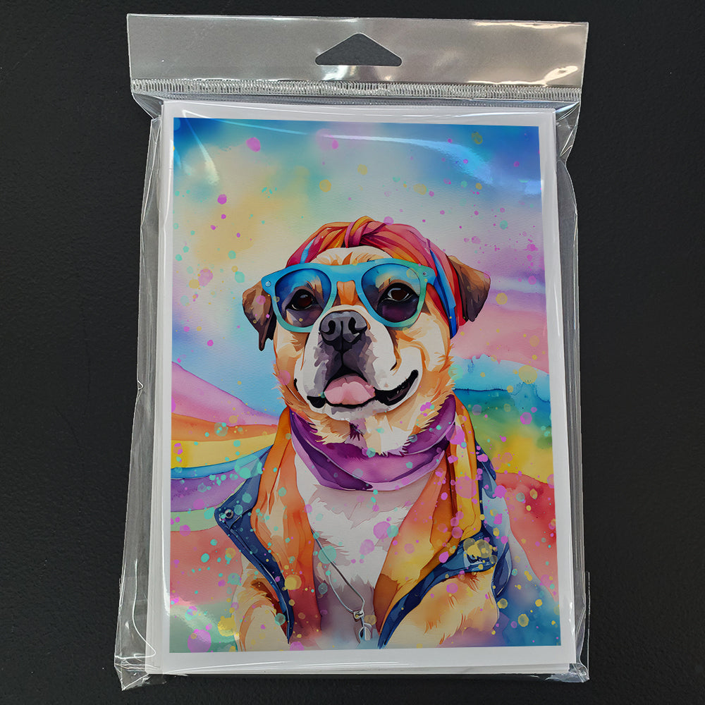 Pug Hippie Dawg Greeting Cards Pack of 8
