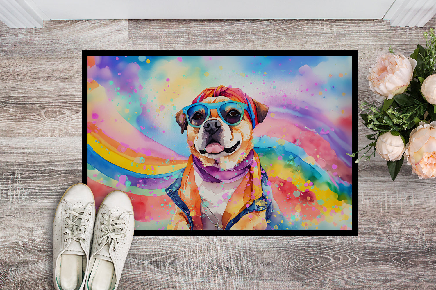 Pug Hippie Dawg Doormat