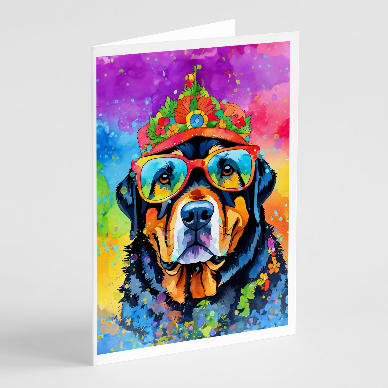 Buy this Rottweiler Hippie Dawg Greeting Cards Pack of 8
