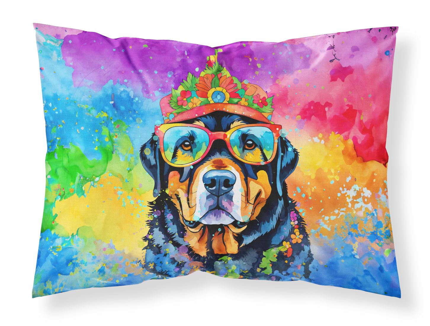 Buy this Rottweiler Hippie Dawg Standard Pillowcase