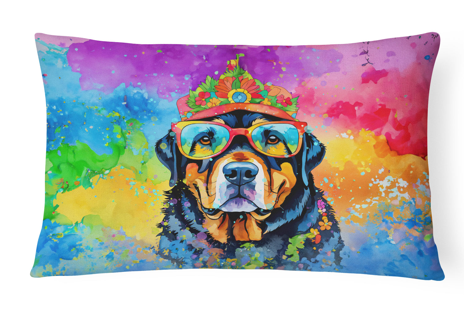 Buy this Rottweiler Hippie Dawg Fabric Decorative Pillow