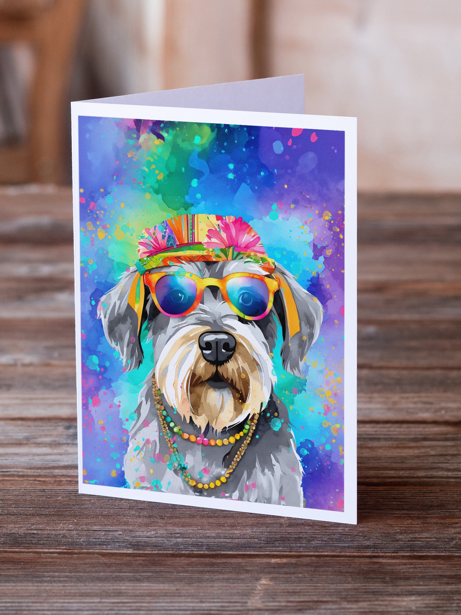 Buy this Schnauzer Hippie Dawg Greeting Cards Pack of 8