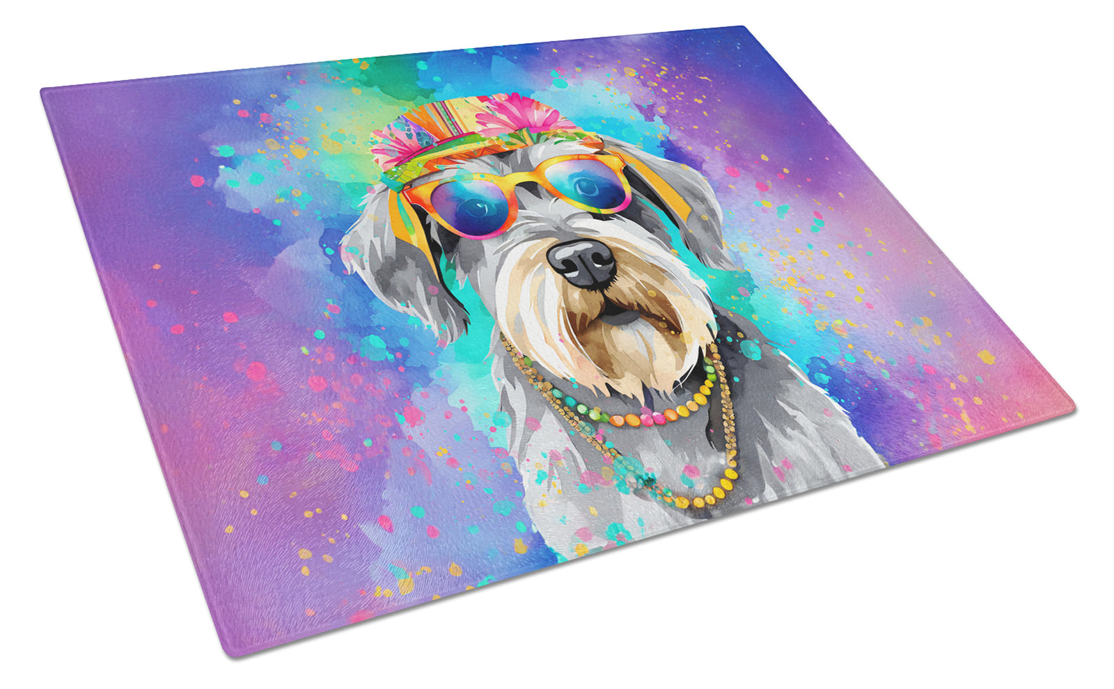 Buy this Schnauzer Hippie Dawg Glass Cutting Board Large