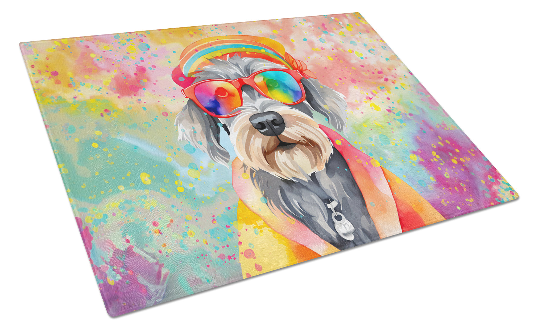 Buy this Schnauzer Hippie Dawg Glass Cutting Board Large