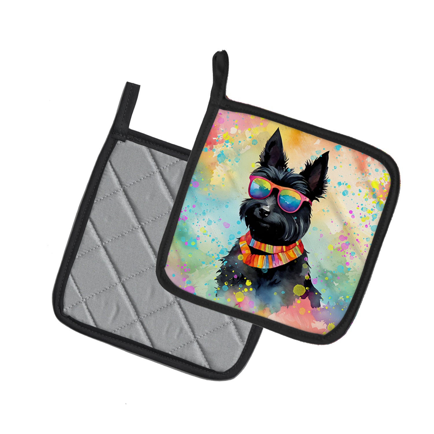 Buy this Scottish Terrier Hippie Dawg Pair of Pot Holders