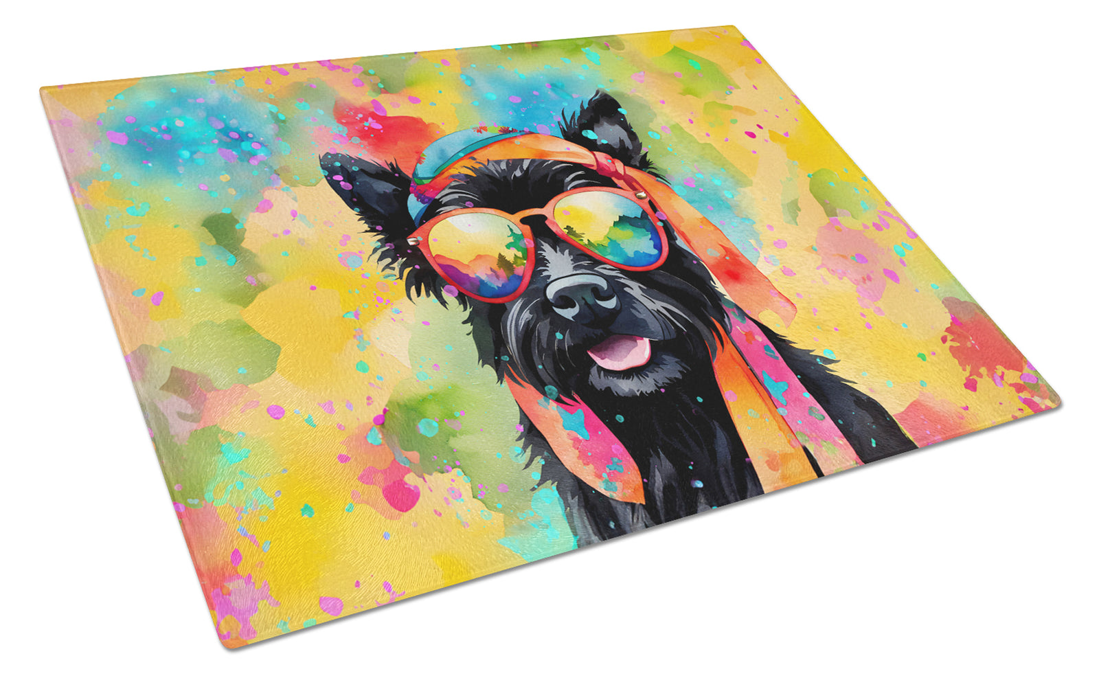 Caroline's Treasures Scottish Terrier Hippie Dawg Glass Cutting Boards – Durable, Decorative Kitchen Art Large