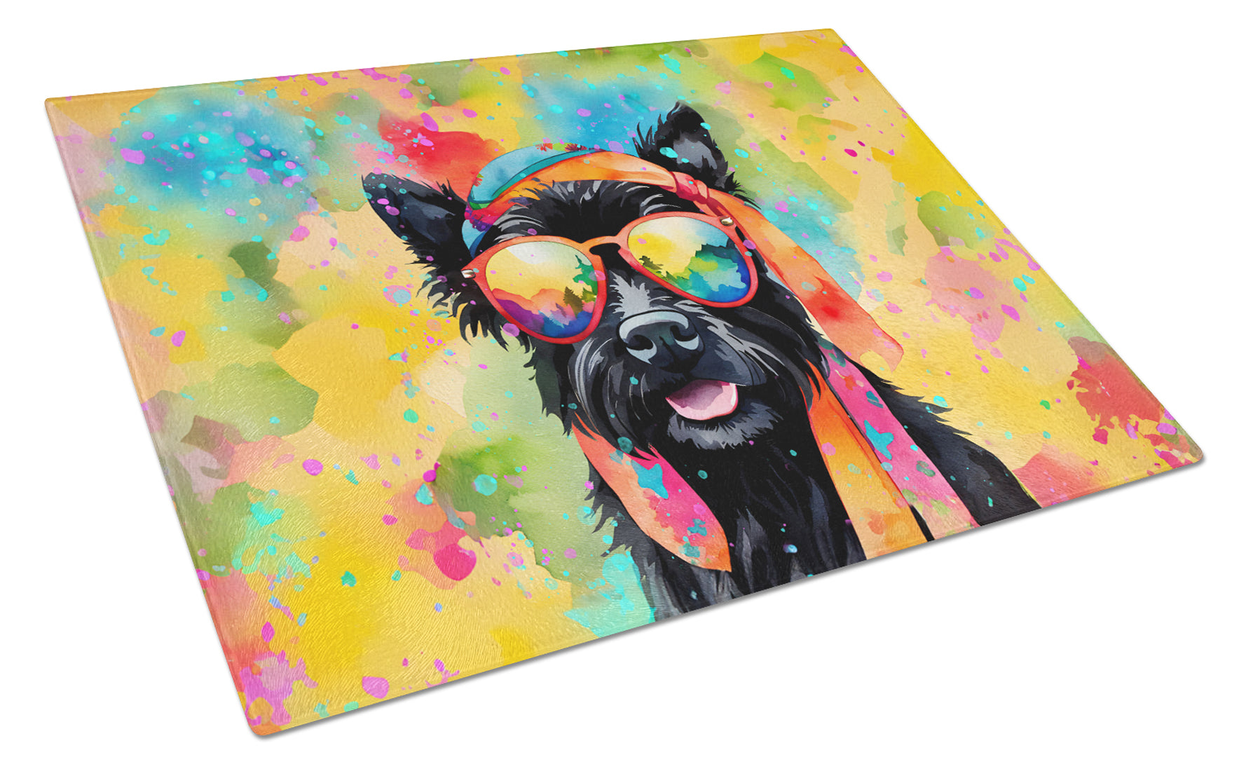 Buy this Scottish Terrier Hippie Dawg Glass Cutting Board Large