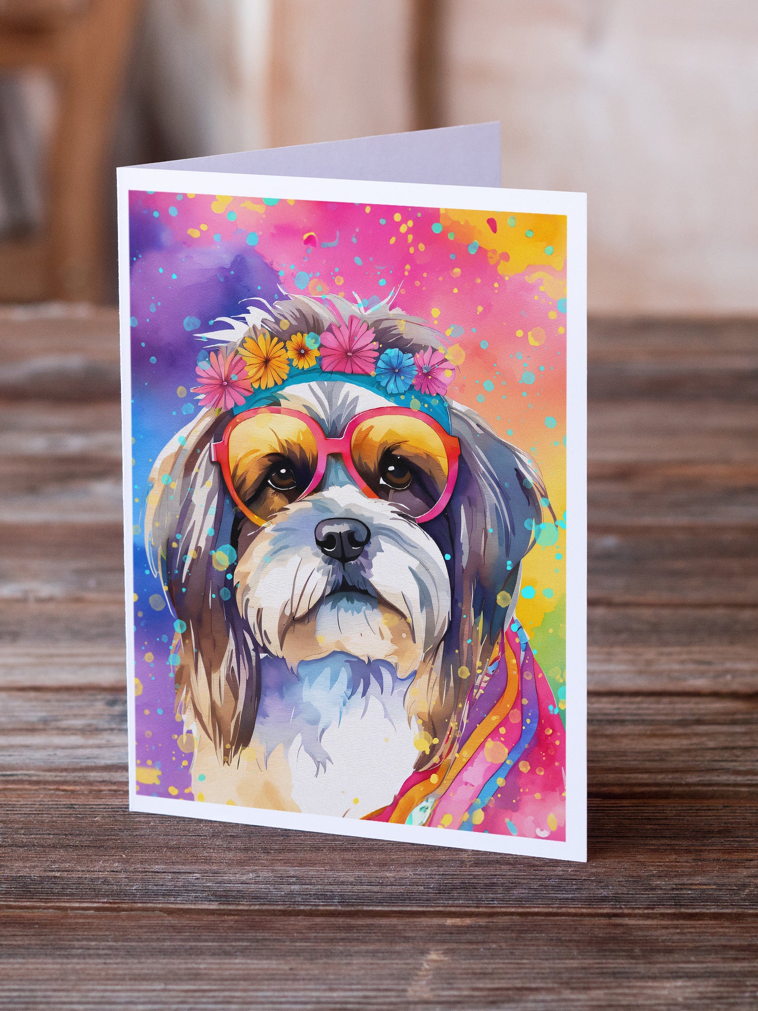 Buy this Shih Tzu Hippie Dawg Greeting Cards Pack of 8