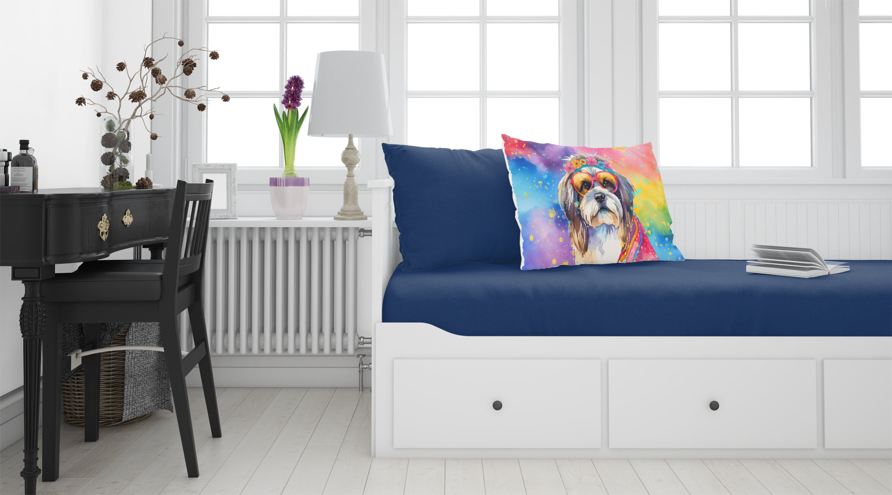 Caroline's Treasures Shih Tzu Hippie Dawg Standard Pillowcase – Artistic Decorative Front, White Back