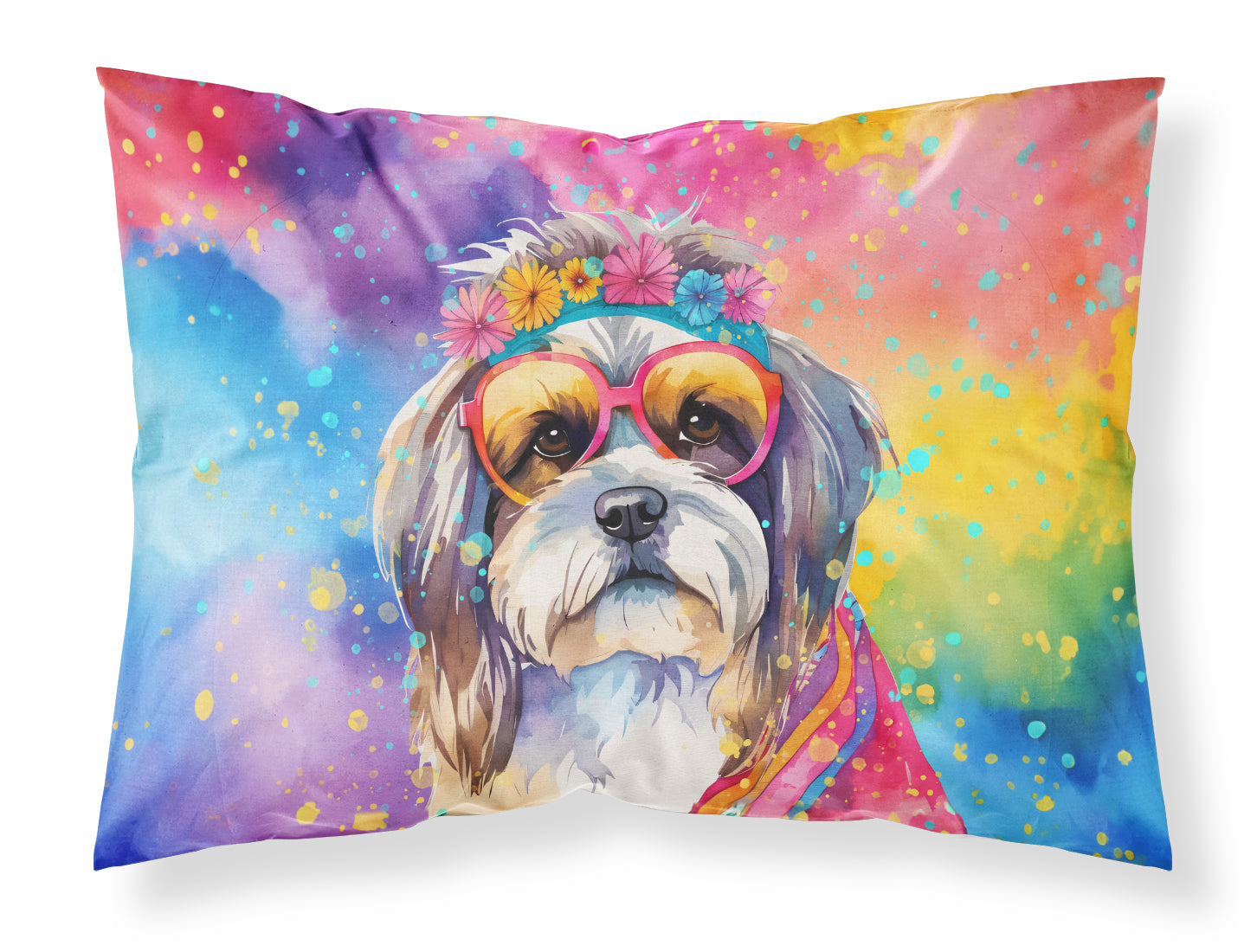 Caroline's Treasures Shih Tzu Hippie Dawg Standard Pillowcase – Artistic Decorative Front, White Back