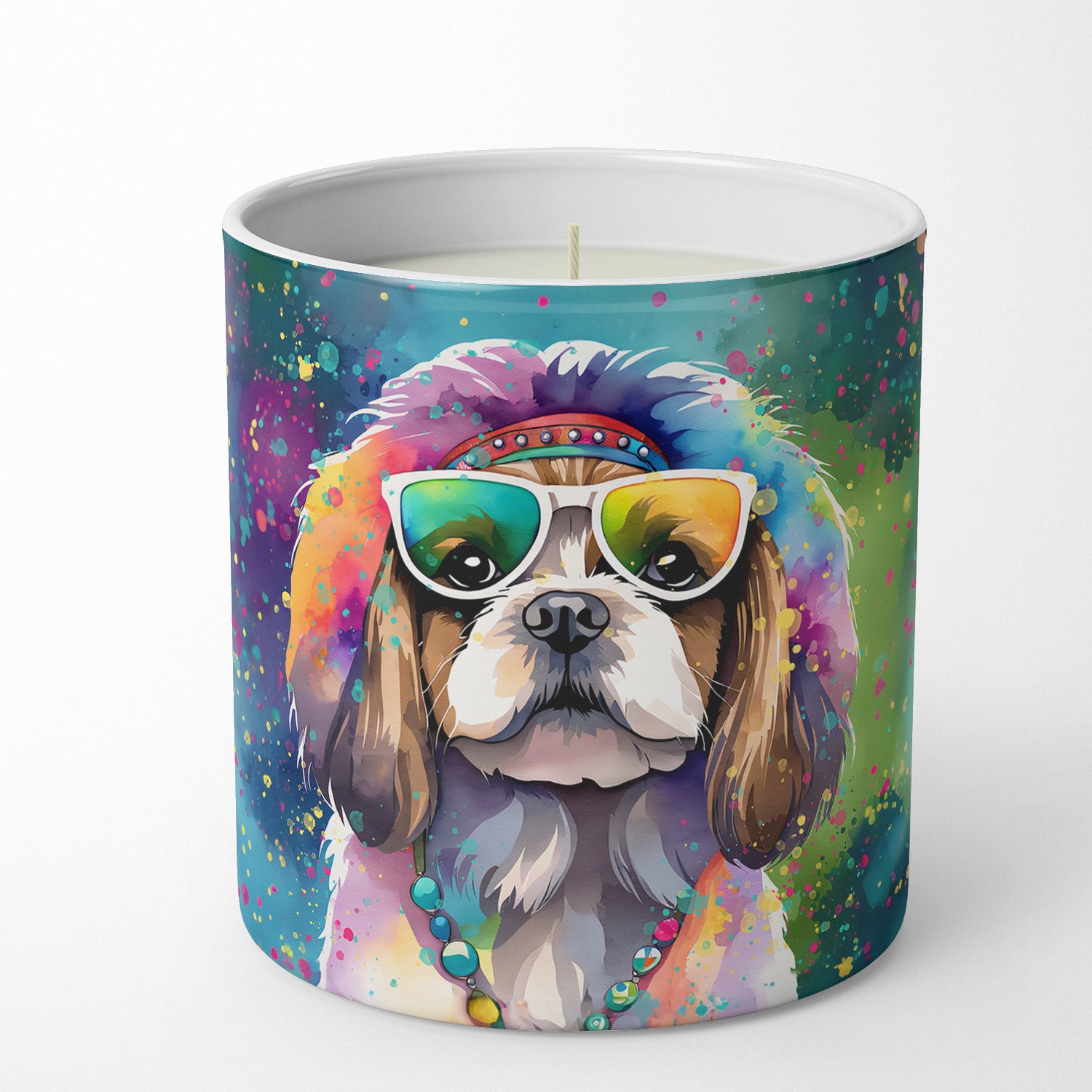 Caroline's Treasures Shih Tzu Hippie Dawg Decorative Soy Candle