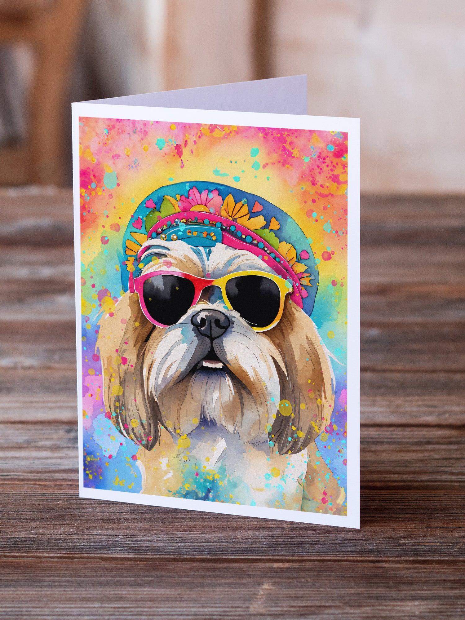 Buy this Shih Tzu Hippie Dawg Greeting Cards Pack of 8