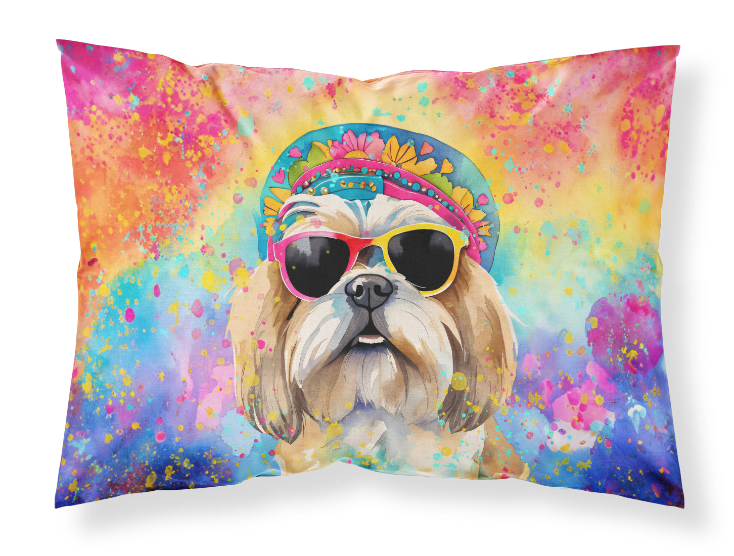 Caroline's Treasures Shih Tzu Hippie Dawg Standard Pillowcase – Artistic Decorative Front, White Back
