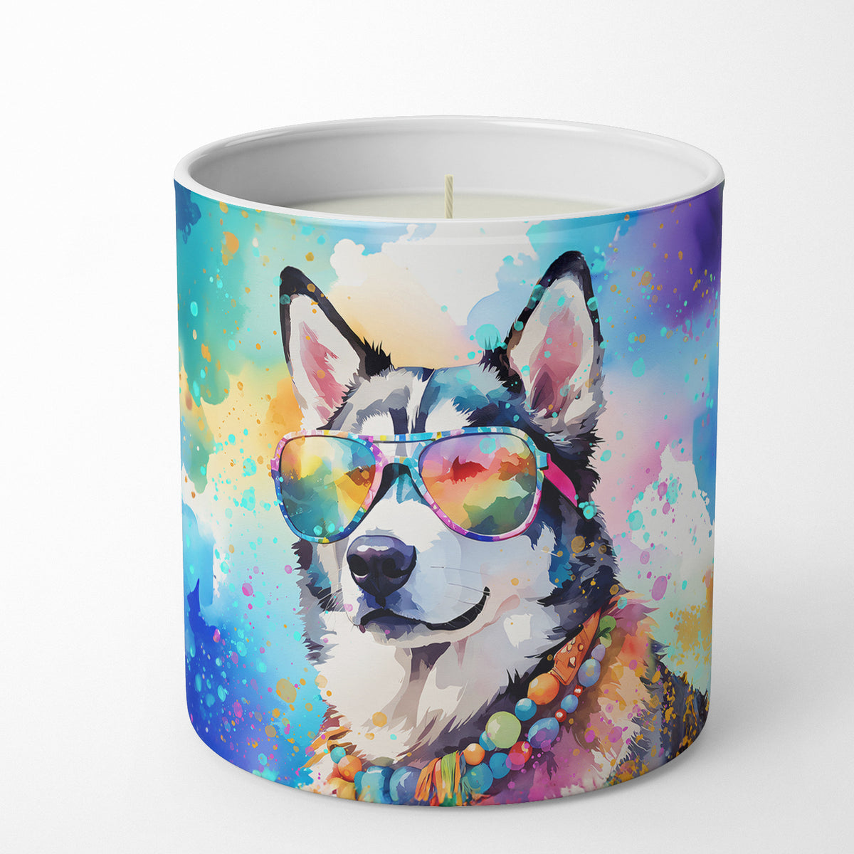 Buy this Siberian Husky Hippie Dawg Decorative Soy Candle