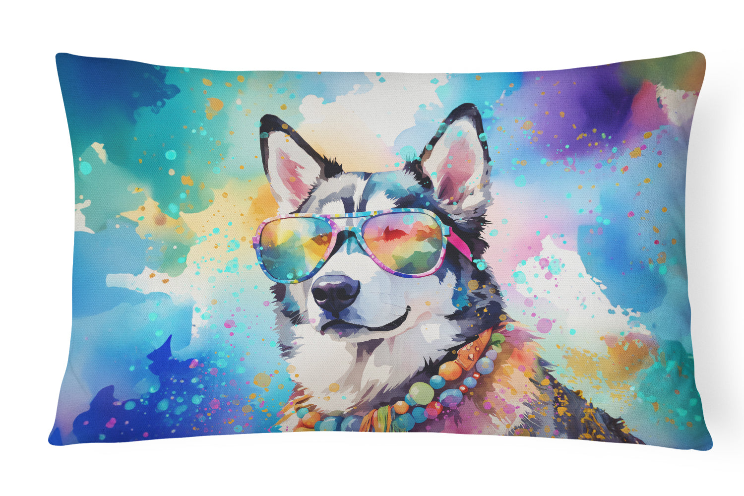Buy this Siberian Husky Hippie Dawg Fabric Decorative Pillow