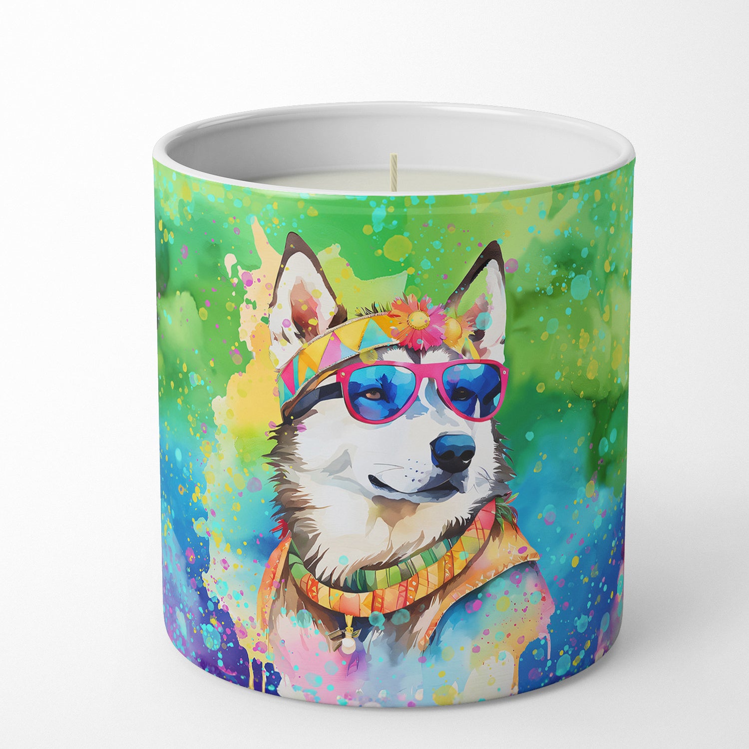 Siberian Husky Hippie Dawg Decorative Soy Candle