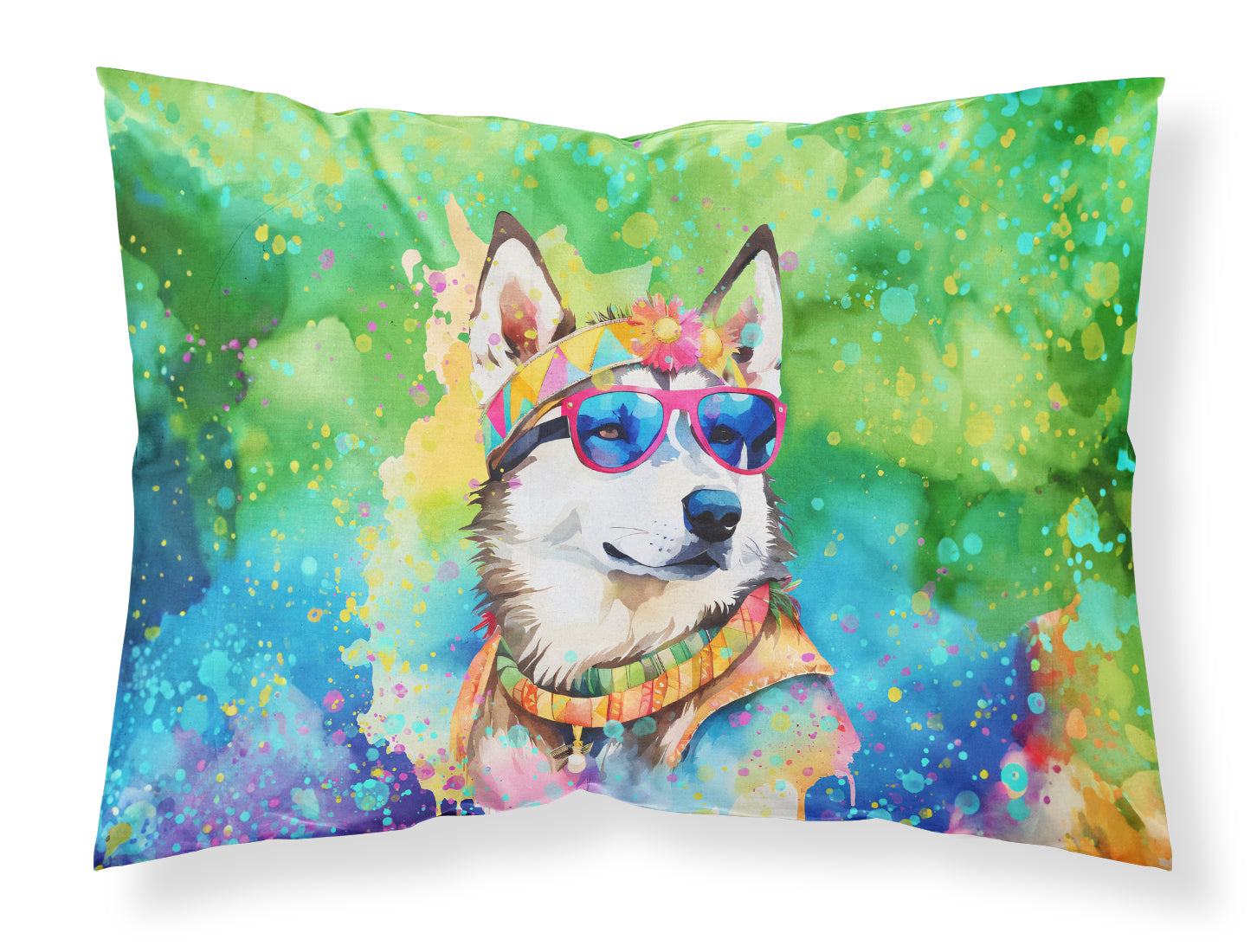 Buy this Siberian Husky Hippie Dawg Standard Pillowcase