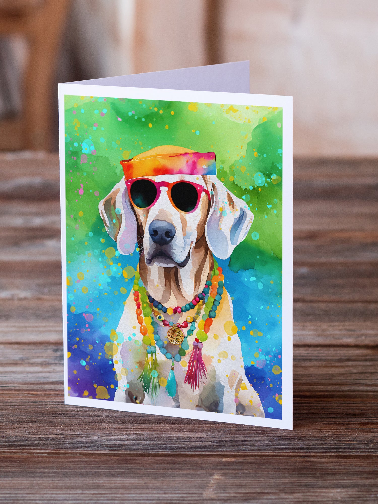 Weimaraner Hippie Dawg Greeting Cards Pack of 8