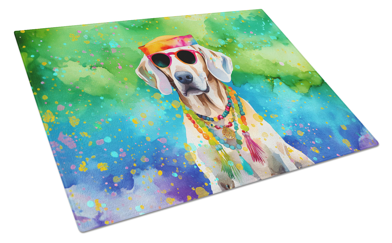 Buy this Weimaraner Hippie Dawg Glass Cutting Board Large