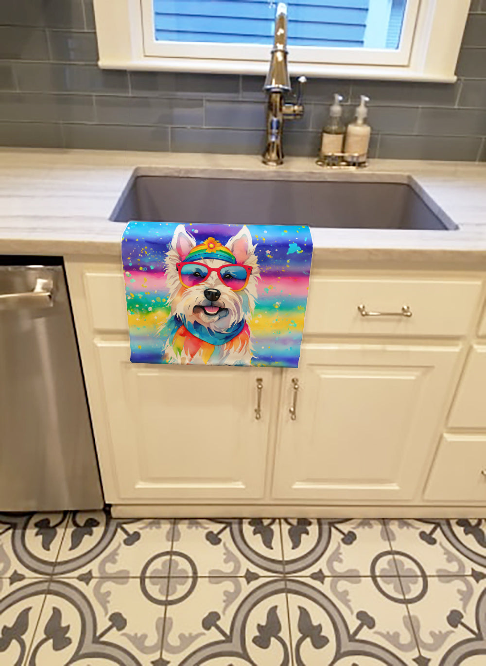 Westie Hippie Dawg Kitchen Towel