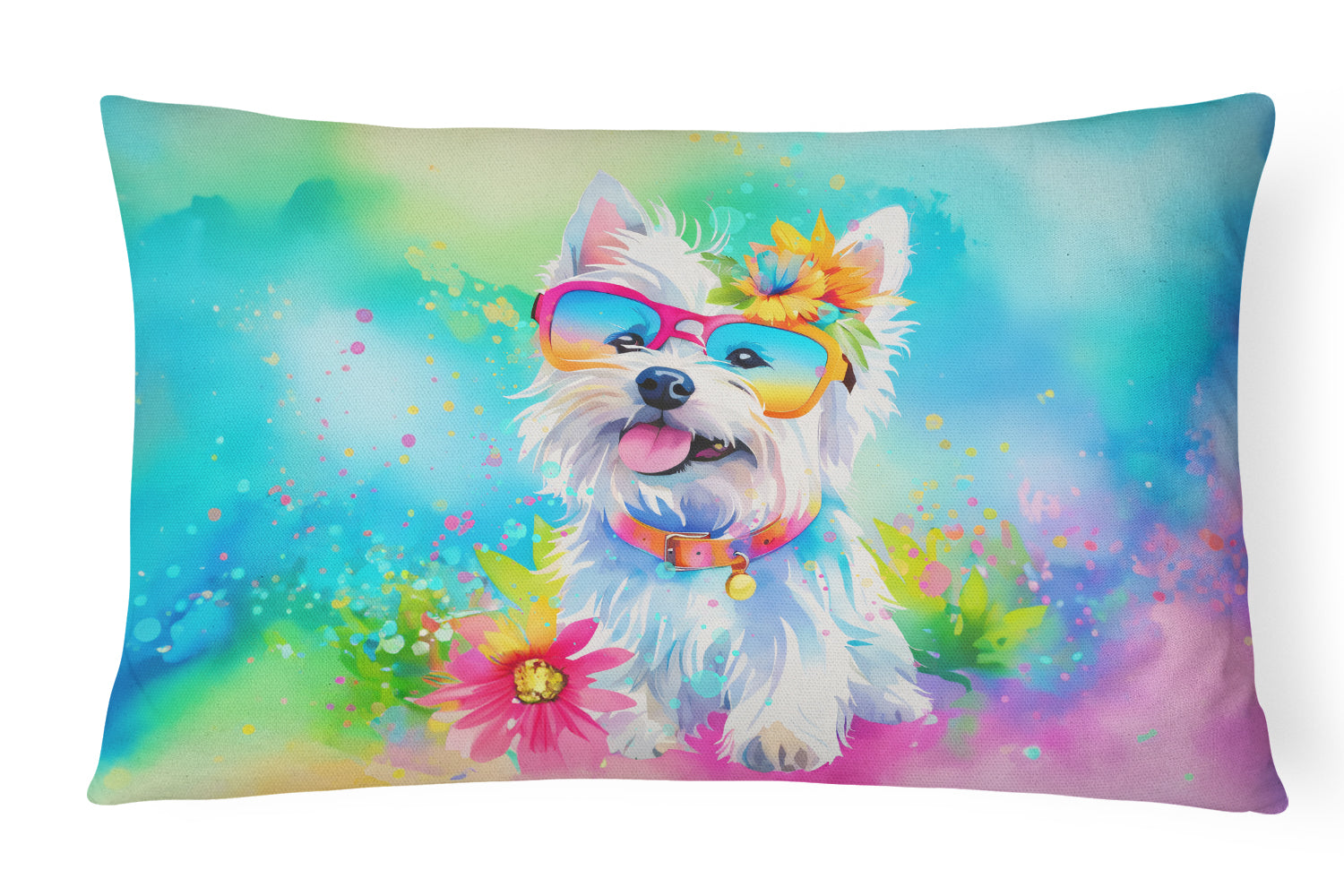Buy this Westie Hippie Dawg Fabric Decorative Pillow
